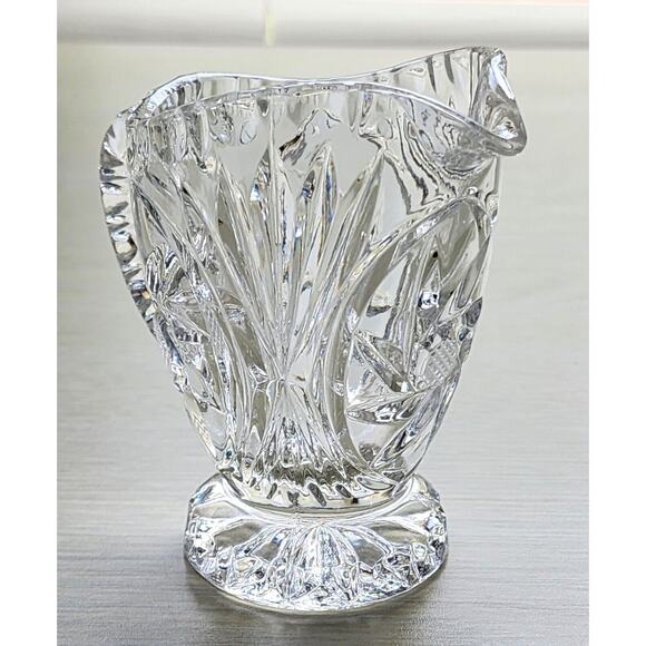 CREAMER-Cut Glass-Syrup Pourer-Flower Pattern-Small-3.5 IN - Picture 8 of 11
